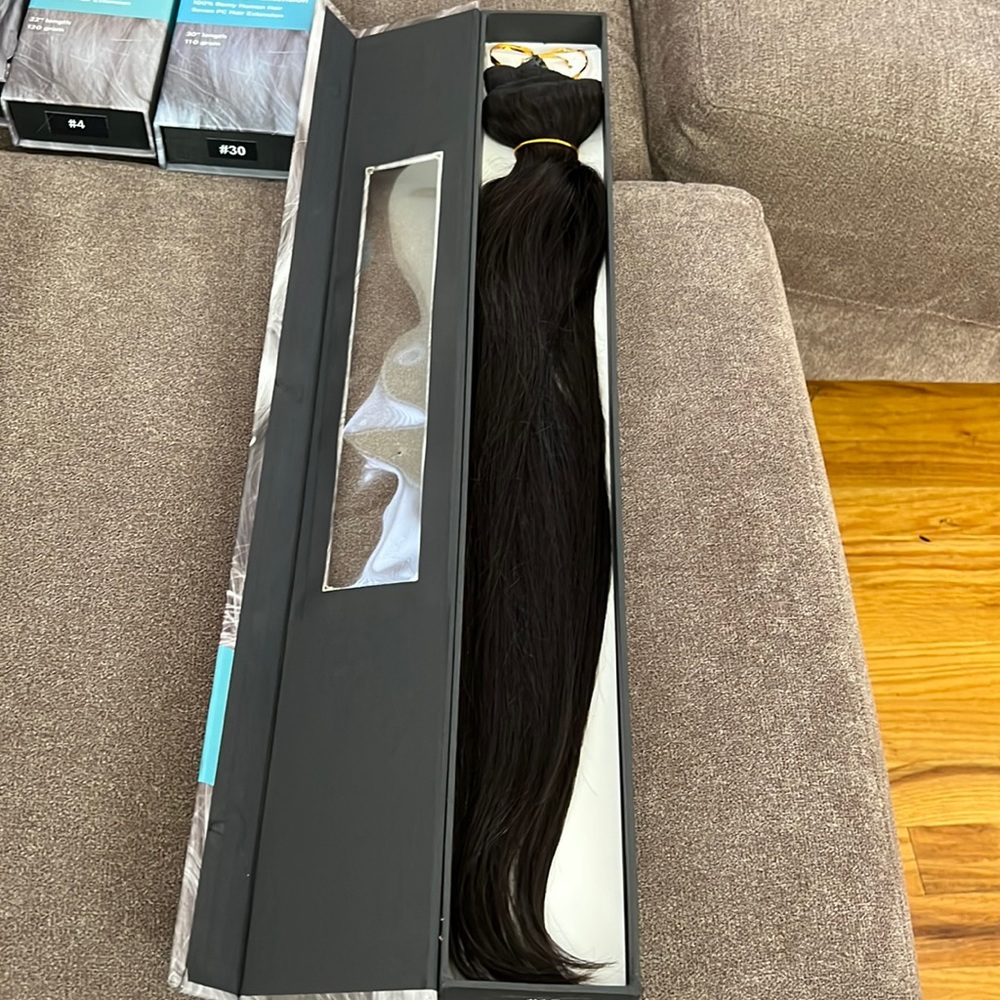 New 5pc 22” BTB 100% human hair extensions black brown